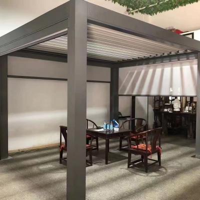 China Custom Electric Waterproof Garden Pergola Easily Assembled Aluminum Pergola Roof Gazebo With LED Light for sale