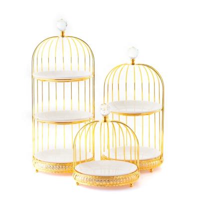 China Creative Dim Sum Cake Stand Factory Fashion Castle Birdcage Minimalist Direct Cake Dish for sale