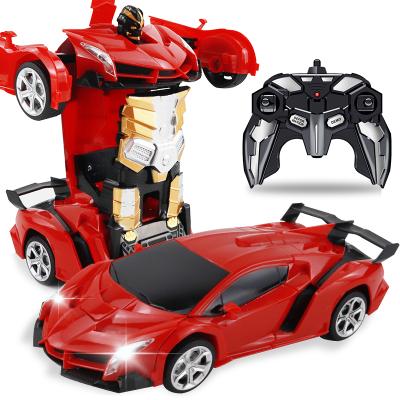 China One-Button RC Deformation Robot Toy Remote Control Car 478-Red-2 1:18 2.4G Electric Transformation Car for sale