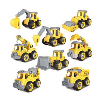 China New Slide Design Kids Toys DIY Assemble and Disassemble Engineering Vehicle Toy Building Car for sale