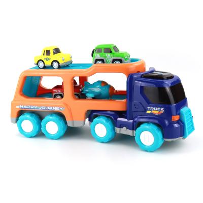 China Friction Toy Dropshipping Educational Inertial Sound and Double Decker Friction Light Truck Assembled Toys for sale