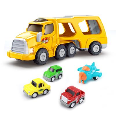 China Friction Toy Multifunction Inertial Sound and Light Yellow Double Decker Truck Toys Friction Truck Toy for sale