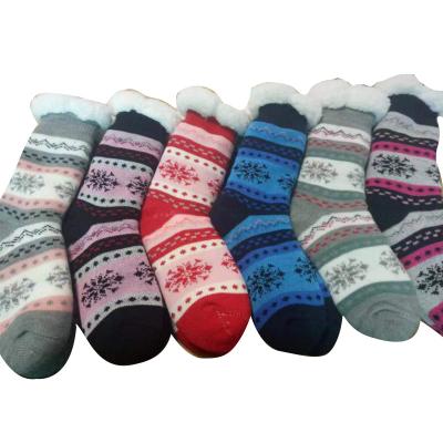 China High Quality Indoor Thermal Winter Fuzzy Slipper Floor Anti Slip Warm Shear Striped Sherpa Socks for sale