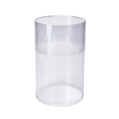 China Custom Size Food Transparent Clear Plastic Round Cylinder With Lid For Food Container for sale