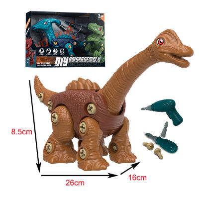 China Amazon Hit Educational Toys Diy 2021 Assemble Take Apart Electric Dinosaur Models Toys With Electric Drill 33*10.5*19.5cm for sale