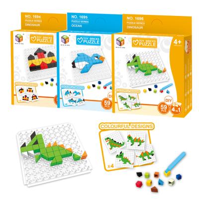 China Toy Assemble Building Blocks Cartoon Mushroom Nail Dinosaur Sea Animal Shape Block Puzzle House Board Game Jigsaw Plastic Toys Diy for sale