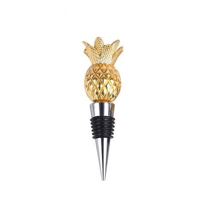 China DTK Summer Series Custom Gold Wine Stopper Metal Bottle Stocked Pineapple Shaped Cork, Wine Cork for sale