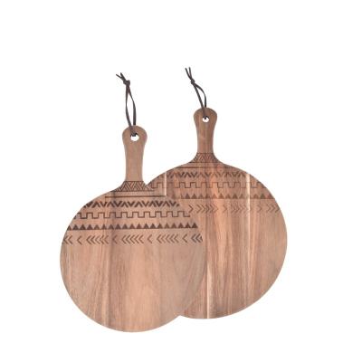 China DTK Newly Kitchen Tableware Sustainable Custom Acacia Round Shape Wooden Cutting Board for sale