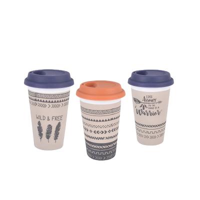 China Eco Disposable Biodegradable Bamboo Cup Reusable Bamboo Fiber Travel Coffee Mug Cup for sale