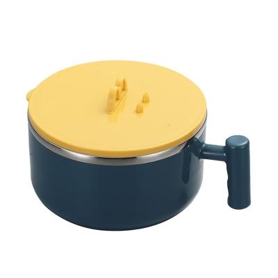 China Sustainable Blue And Yellow Design Stainless Steel Noodle Bowl With Lid for sale