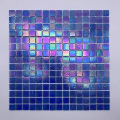 China CLASSIC Deep Blue Glass Bathroom Mosaic Tile Cheap Pool Mosaics for sale