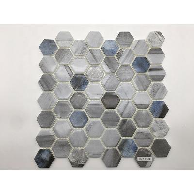 China Modern China Inkjet Printed Recycled Hexagon Glass Mosaic Tile for sale