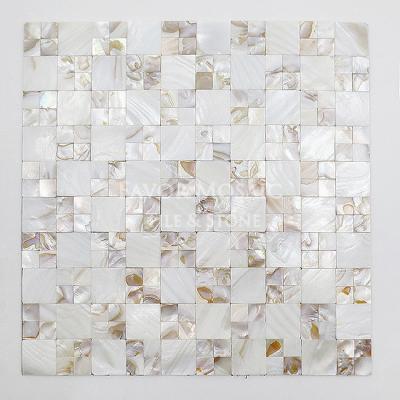 China CLASSIC Natural Pearlescent Color Mosaic Shell Shape Square Mosaic Tile for sale