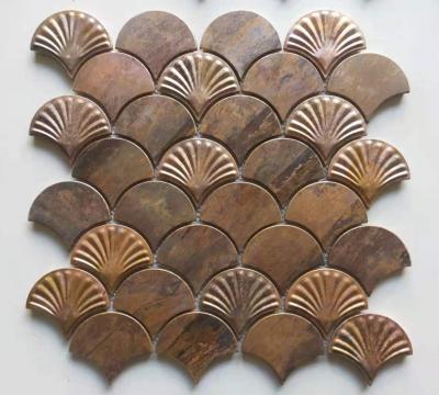 China CLASSIC Bronze Metal Art Mosaic Wall Tiles For Backsplash Style Antique Copper Mosaic Tile for sale