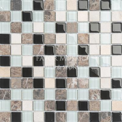 China CLASSIC cheap crystal glass mix mosaic tile and stone wall mosaic tile for sale