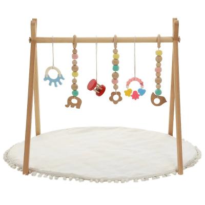 China Newborn Baby and Boy Gym Hanging Bar Gift Baby Toys Soft 6 Play Frame Wooden Foldable Activity Gym for sale