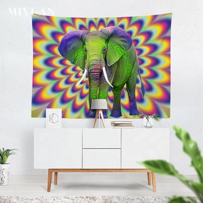 China Bohemian Indian Elephant Mandala 3D Fabric Wall Hanging Background Custom Digital Printing Decorative Hanging Tapestry for sale