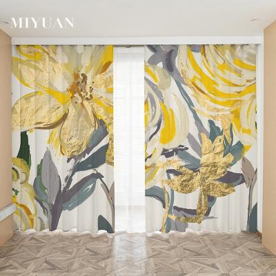 China Luxury Blackout Modern Design Custom Light Curtain Art Oil Painting Flowers Digital Printed Living Room Bedroom Decorativ Curtains for sale