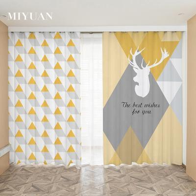 China Nordic geometric elk patterns blackout latest style blackout design digital printed ready made curtains for room liviing bedroom for sale