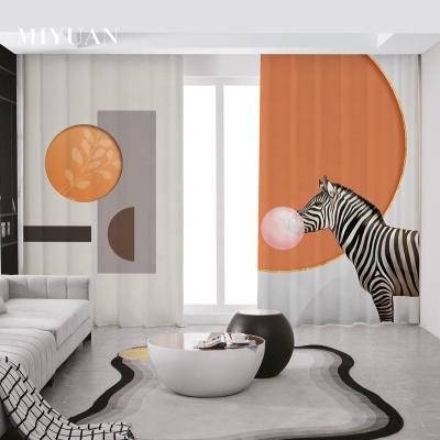 China High Level Luxury Blackout Digital Printing Curtains For Living Room Bedroom Nordic Modern Trendy Zebra And Giraffe Window Drapes for sale