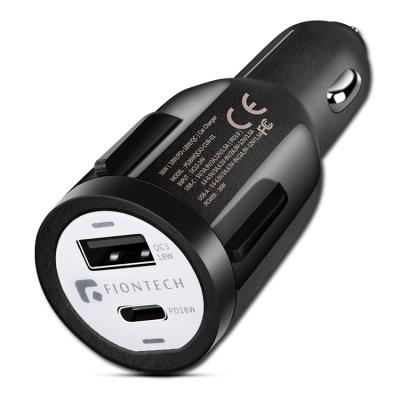 China FIONTECH Hot Selling New Style Car Accessories 36W Dual USB In Car Charger PC+ABS Fast Charging Car Charger for sale