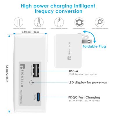 China Type-C Fast PD Adapter 45w Travel Charger Usb Charger One 3.0& 5v/2.1a Power Supply 45w All-Purpose Best Ports Usb Wall Charger for sale