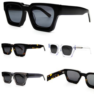 China Fashion Sunglasses Polarized lens  Acetate Square Frame Sunglasses  Brand Designer  Custom logo Thick Frame Men Women Retro shades Sun Glasses for sale