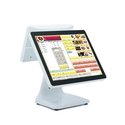 China 11.6 inch dual screen 15 inch white cashier all in one machine with 15 inch capacitive touch display for restaurant DDR3 2G/4G/8G (optional) for sale