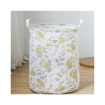 China Viable Color Printed Fabric Clothing Hamper Cotton And Canvas Cartoon Other Folding Storage Basket Laundry Hamper for sale