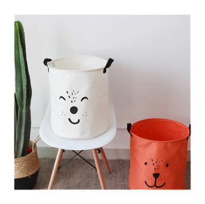 China Sustainable Circular With Handles Laundry Hamper Other Storage Baskets Folding Tub Designer Fashion Laundry Canvas for sale