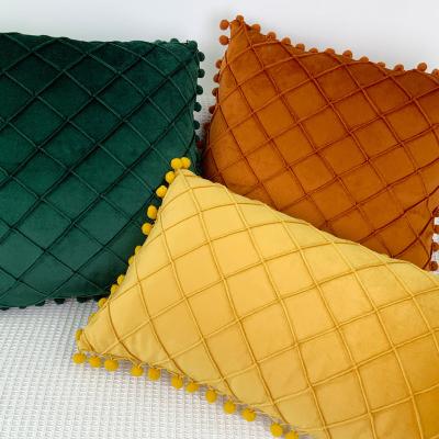 China 2022 Anti-Static Diamond Hair Ball Pillow Desk Knit Pillow Cover 45*45 Custom Home Decor Bed Tile Case 45*45 for sale