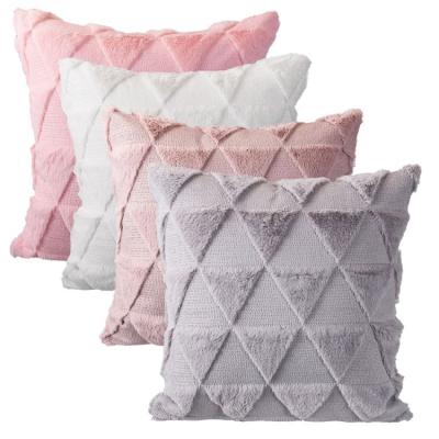 China Nordic Style Double Sides Plush Triangle Pattern Pillow Case Decorative Custom Home Decor Bed Tile Case 45*45 Home Decor for sale