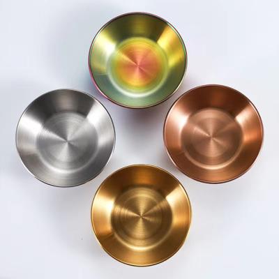 China Viable Wholesale Commercial Stainless Steel Dishes Round Soy Sauce Bowl Seasoning Steak Salad Tomato Side Sauce Cup for sale