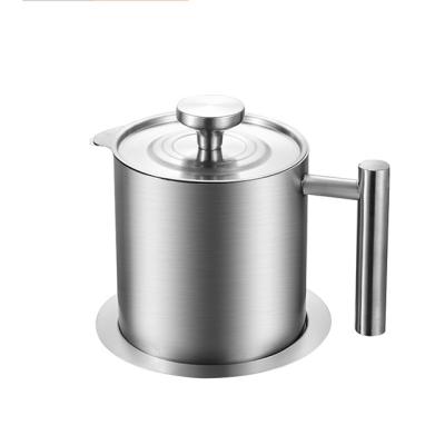 China 1.2L Oil Purifier Pot Stainless Steel Kitchen Stocked With Strainer Dish And Handle For Storing Frying Oil for sale