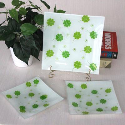 China Sustainable Wholesale 3pcs Square Tempered Glass Dinner Dish Set for sale