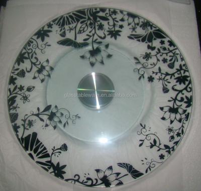 China lotus pattern tempered glass susan lazy turntable Lotus for sale