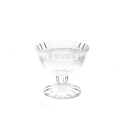 China Sustainable Ribbed Glass Bowl of Ice Cream Dessert for sale