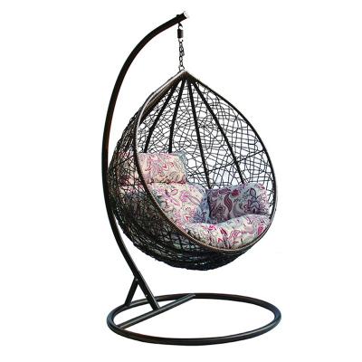 China ANTI-UV Luxury Indoor Patio Garden Rattan Egg Shaped One Person Seat Hanging Swing Chair With Cushion for sale