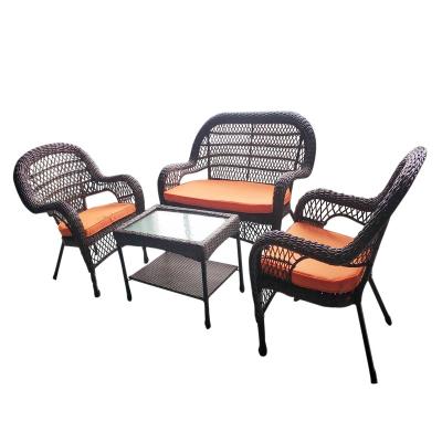 China Garden Furniture Garden Rattan Metal Table And Glass Outdoor Dining Chairs Sets for sale