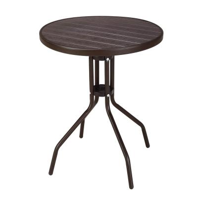 China New design garden small portable plastic pp the round table with rattan grain design for coffee tea for sale