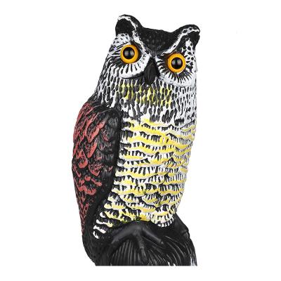 China Simulation New Upgraded Upright Solar Powered Owl Scarecrow Eyes Bird Pest Repeller and Sounds Motion Sensor for sale