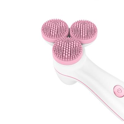 China 2021 New Design Acne Treatment V-shaped Embedded Angle Wash Silicon Electric Cleansing Face Brush For Women for sale