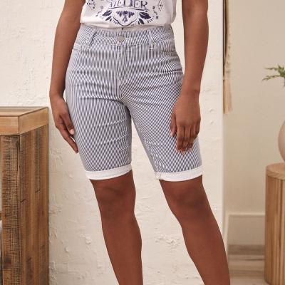 China High Quality Custom Made Women Navy Wind Stripe Comfortable Shorts Waterproof Set Plus Size Shorts for sale