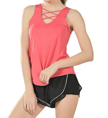 China Women Breathable Sporty Yoga Top Exercise Crop Back Fitness Beauty Women's High Elastic Running Jogging Vest for sale