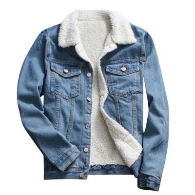 China Low MOQ Viable Hot Sale Factory Liner Winter Denim Jacket Unisex Raw Sherpa Plus Size Denim Coat for sale