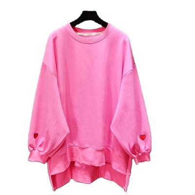 China Wholesale Fashion Breathable Long Sleeve Embroidered Pull Over Neck Shirt Bat Wing Round Sleeve Women Hoodies For Autumn for sale