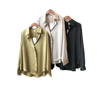 China Fashional Ladies Shirt Office Lady Satin Blouse Women High Quality Breathable Women Clothing Tops for sale