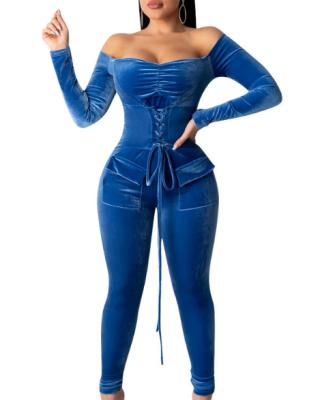 China New Arrivals Hot Selling Custom Logo Solid Color Women's Breathable Overalls Korea Velvet Long Sleeve Overalls One Piece for sale