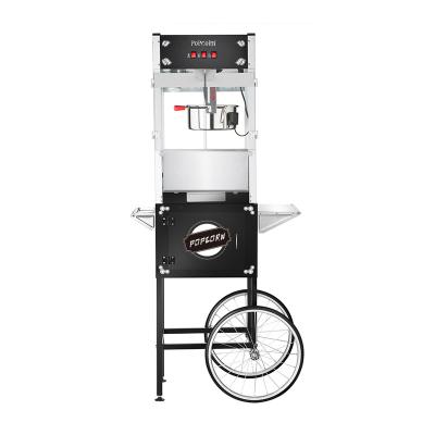 China Commercial Kettle Popcorn Machine 1440w 120v 12oz Pop Corn Machine Outdoor Hot Sale New Style With Cart Black Popcorn Vending Cart for sale