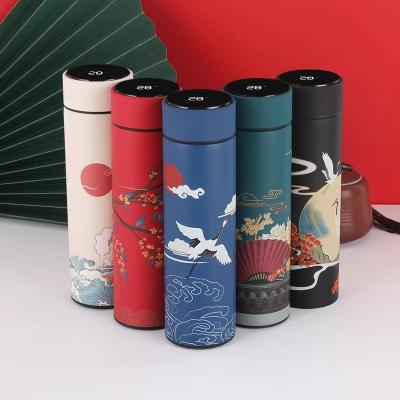 China 500ml Logo PORTABLE Custom Thermo Bottle Vacuum Flasks Stainless Steel Gift Thermal Thermos Led Temperature Smart Water Bottle for sale